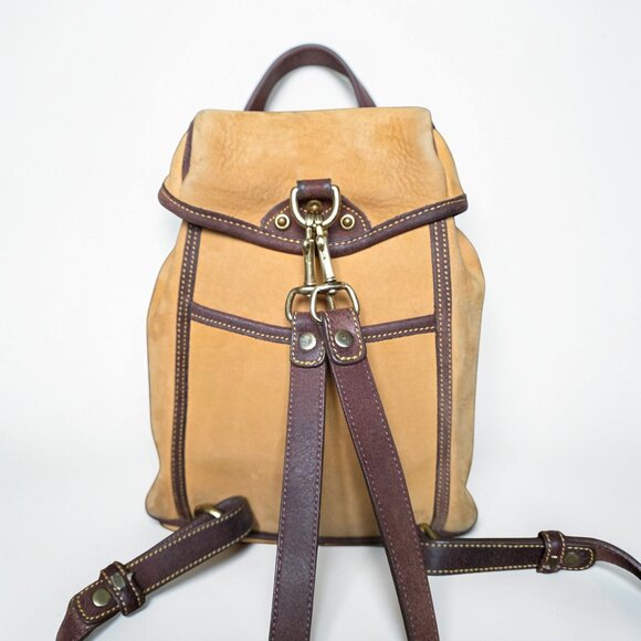 Vintage Dooney & Bourke Nubuc Suede Backpack USA Tassel AWL Tan Leather - Picture 7 of 16